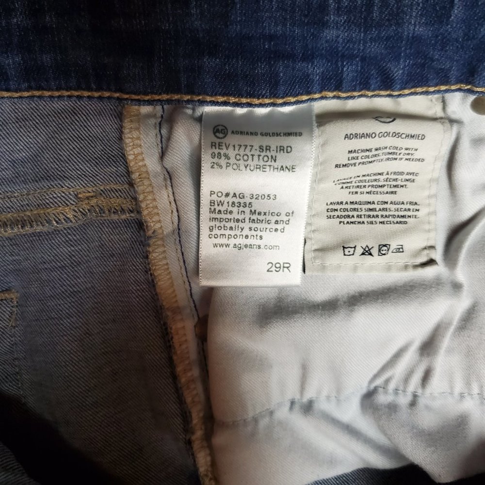 AG The Farrah Skinny Ankle 29R (Meas 28x28 10" Mid Rise) Raw Hem Dark Jeans A8 - Picture 8 of 8